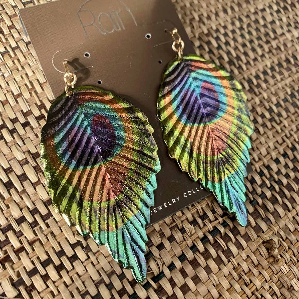 Rain Peacock Feather Earrings